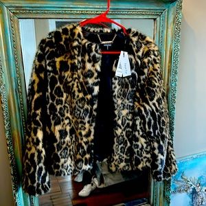 Faux leopard print coat